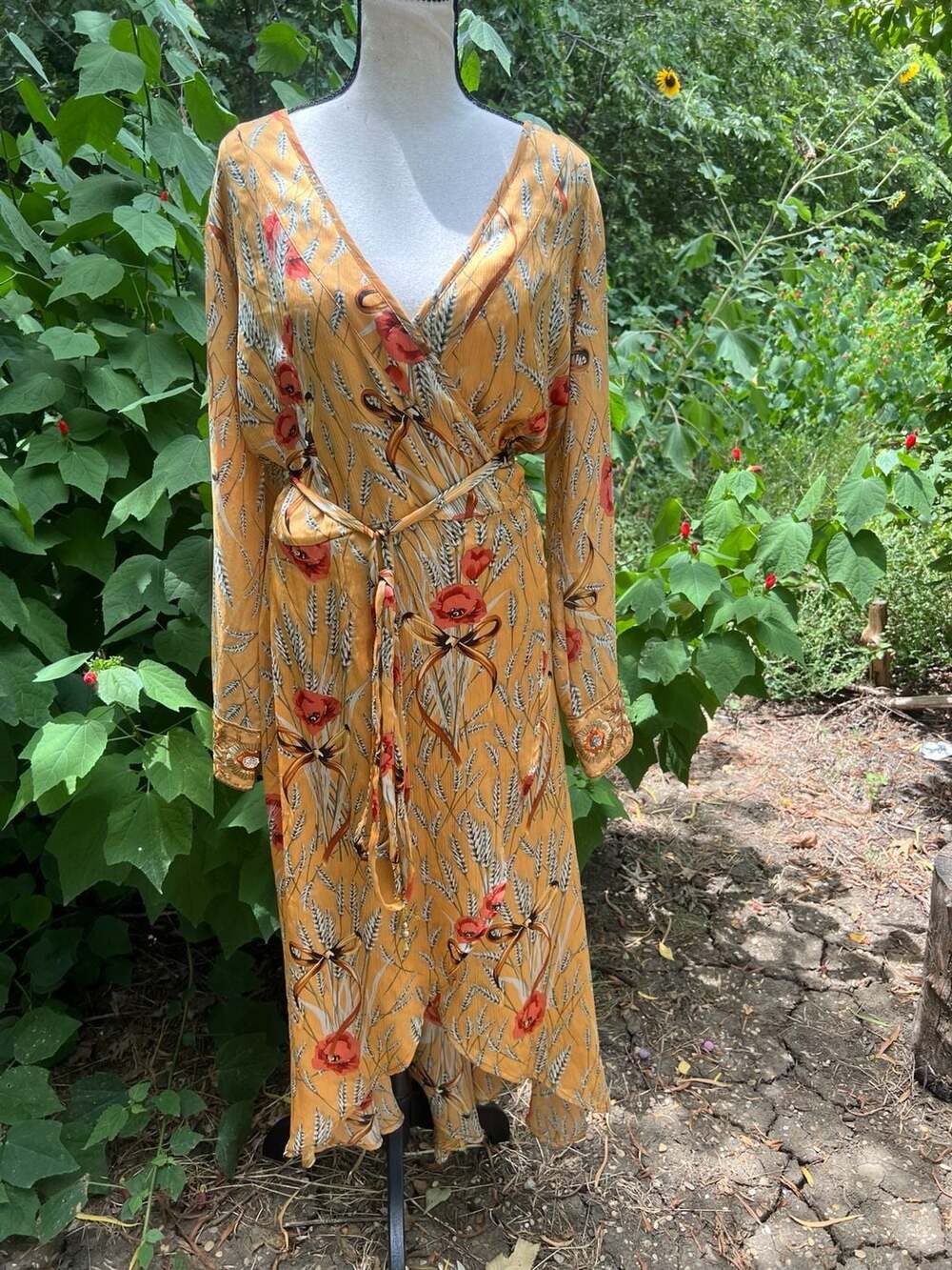 Aratta Silent Journey Mustard Floral Embroidered Duster Cardigan - Picture 2 of 16